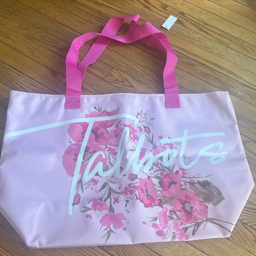 NWT Talbots Pink Floral Tote Bag